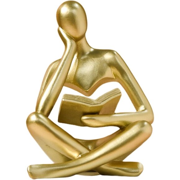 Other - Abstract Art Thinker Statue Reading Sculpture Figurine Modern Home Décor Gold